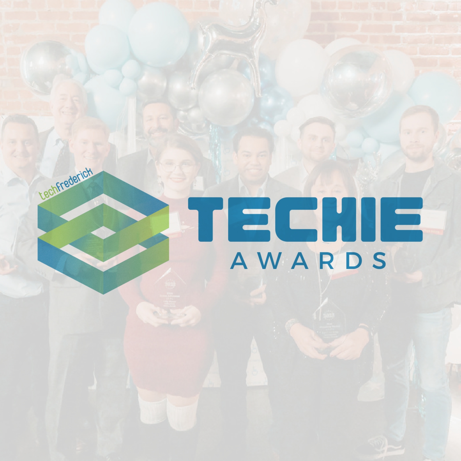 Techie Awards logo over an image of Tech Awards Winners